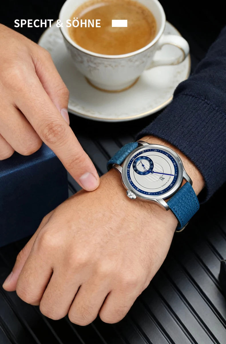 2026 Newly designed Specht & Söhne Men Automatic Watch 39mm Jumping Hour Mechanical Wristwatch Sapphire Crystal Reloj Hombre