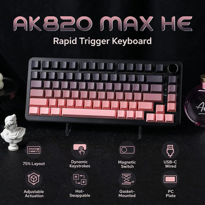 AJAZZ AK820 MAX New Magnetic Switch Type-C-Wired Only-Computer Gaming Keyboard Upgrade Gasket Mechanical Keyboard Cool RGB