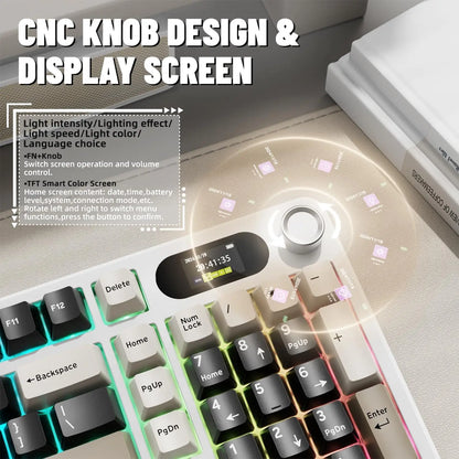 ATTACK SHARK X98Pro Wireless Mechanical Keyboard with Screen & Knob, Tri-mode Gasket Hot Swappable RGB Keyboard, Web Driver