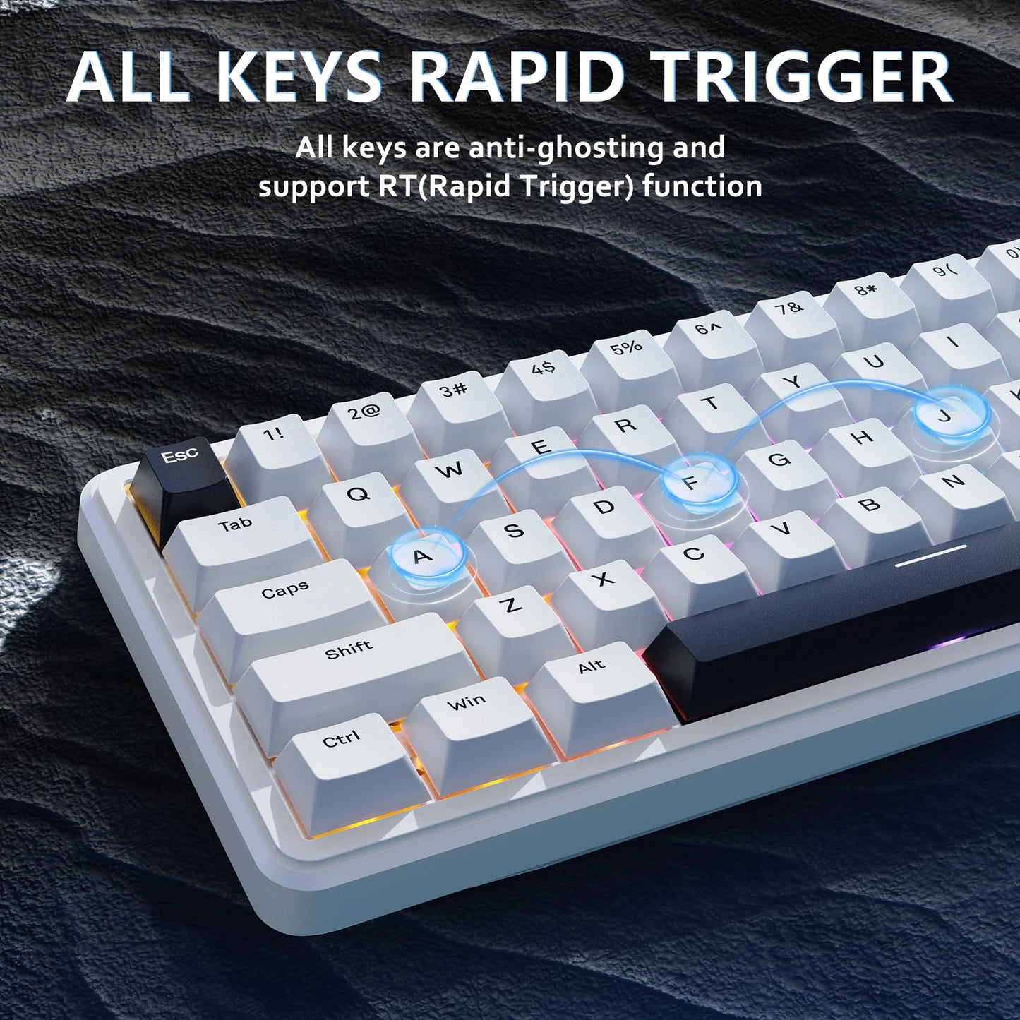 ATTACK SHARK X65 HE Magnetic Switch Rapid Trigger Keyboard, 65% Wired Gaming Keyboard with 8000 Hz Polling Rate