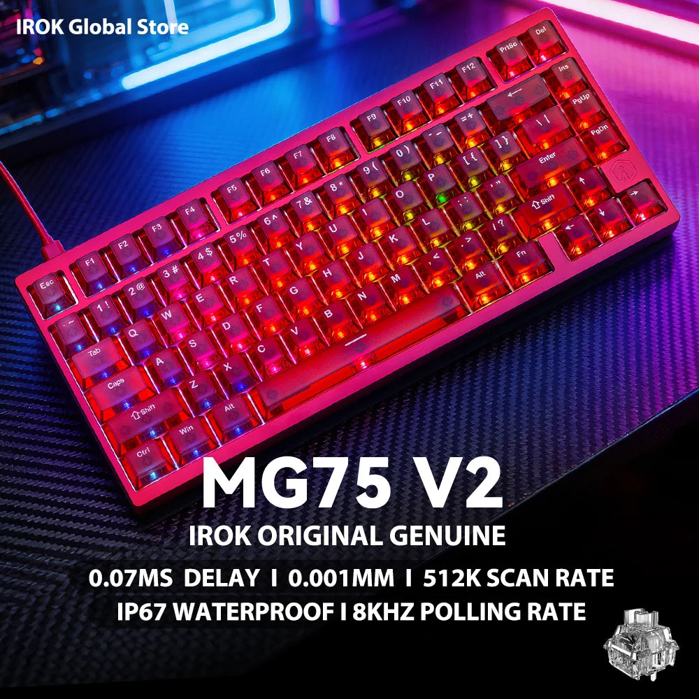 IROK MG75 V2 MG75V2 Aluminum Magnetic Gaming Mechanical Keyboard Rapid Trigger 0.07ms 8KHz 0.001mm 512K Scan rate Gamer Keyboard