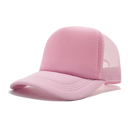 Sponge Mesh Baseball Cap - Unisex Solid Color Trucker Hat Adjustable UV Protection Fashion Breathable Snapback Sun Hat