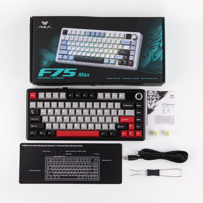 EPOMAKER X AULA F75 MAX Compact 75% Wired/BT5.0/2.4GHz Wireless Mechanical Gaming Keyboard with TFT Screen & Knob for PC/Mac