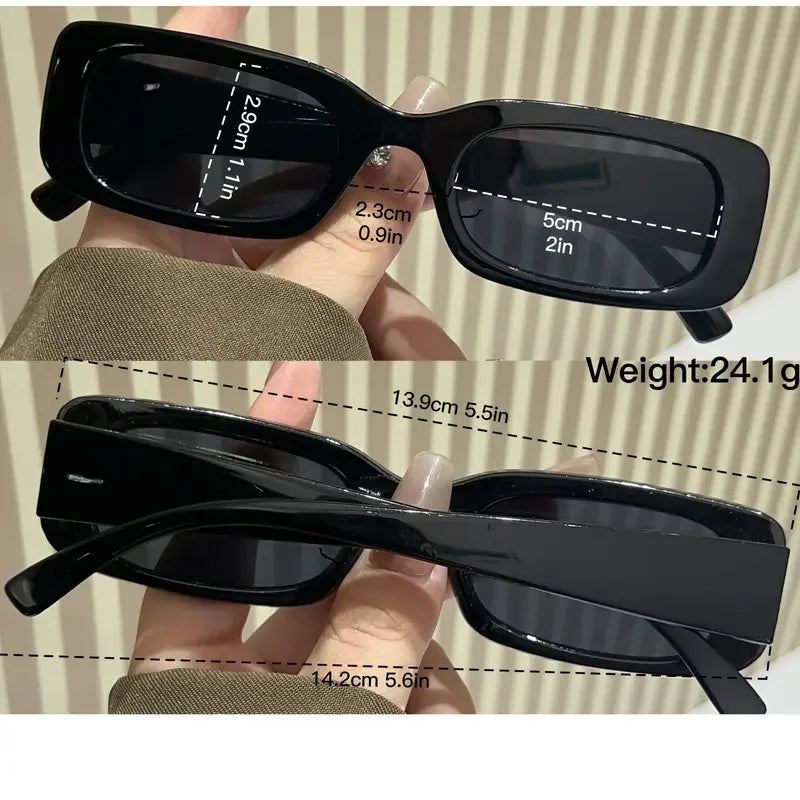 1Pc/2Pcs Fashion Rectangular Glasses Pc Lenses Retro and Trend Suitable for Beach, Outdoor Activities and Street Style Unisex