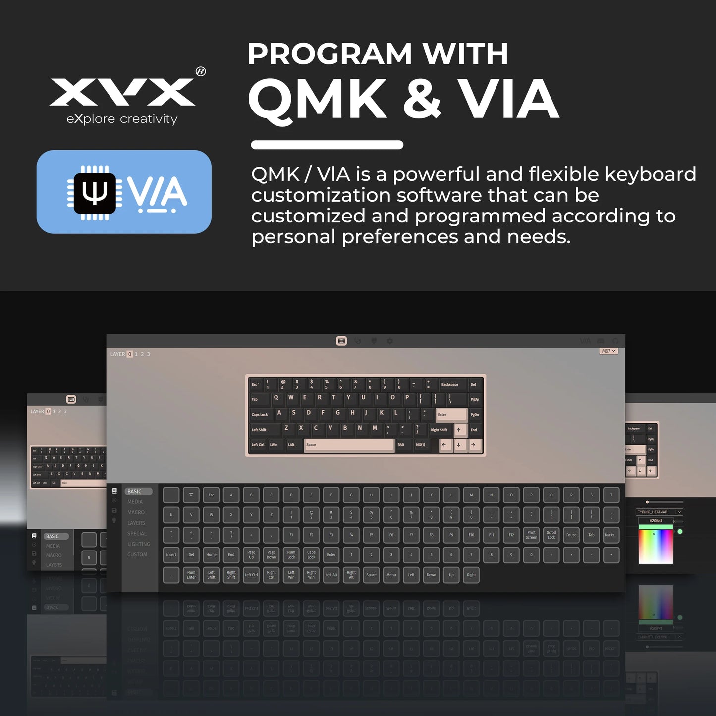 XVX M67 JadeStone Mechanical Keyboard 65% Tri-Mode Wireless Keyboard, Hot Swappable RGB Mechanical Keyboard with IMD Keycaps, Gasket Mount Gaming Keyboard