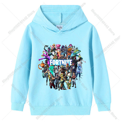 Fortnite-Kinder-Hoodies für den Herbst, Kapuzen-Sweatshirt für Jungen und Mädchen, dünner Trainingsanzug, langärmelige Pullover-Oberteile, Sportbekleidung, Kinderkleidung