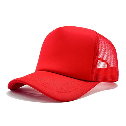 Sponge Mesh Baseball Cap - Unisex Solid Color Trucker Hat Adjustable UV Protection Fashion Breathable Snapback Sun Hat