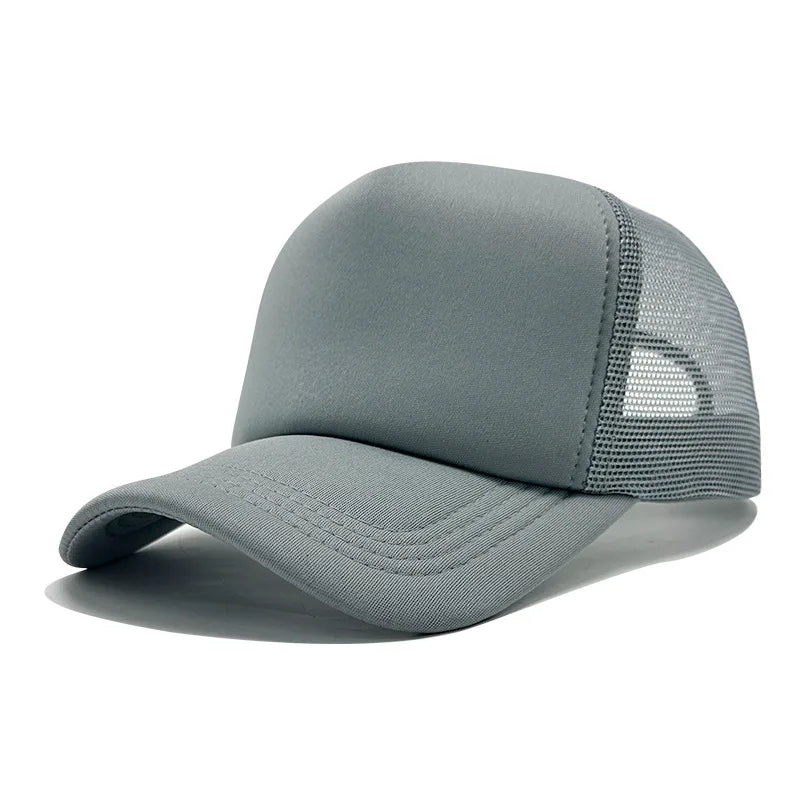 Sponge Mesh Baseball Cap - Unisex Solid Color Trucker Hat Adjustable UV Protection Fashion Breathable Snapback Sun Hat