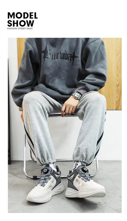Herren-Sneaker mit drehbarer Schnalle – bequeme, rutschfeste Schnürschuhe für Outdoor-Aktivitäten