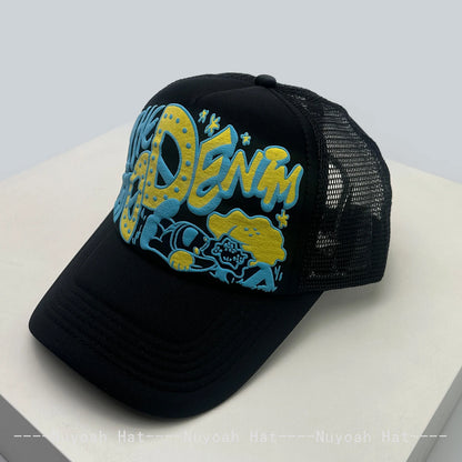 New Unisex Interesting 3D Printed Letter Baseball Hats Sunshade Cartoon Breathable Color Block Trucker Caps Mesh Versatile ins