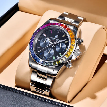 Orologio da uomo PAGANI DESIGN – Modello con quadranti colorati, orologio da polso al quarzo di lusso, cronografo dotato di un movimento