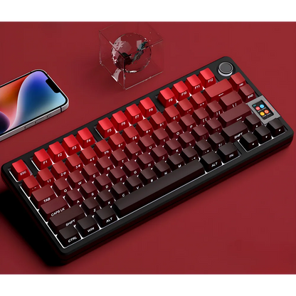 Neue Keycaps für 60/64/84/98/108 Gaming-Mechaniktastaturen mit MX-Switches, 135 Tasten, OEM PBT, seitlich graviert, Farbverlauf in Rot und Schwarz