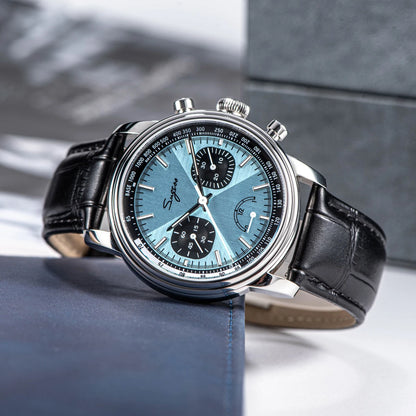 Sugess Men's Pilot 1963 Wristwatch ST1906 Chronograph Handwind Movement Domed Sapphire Waterproof Power Reserve Lume V2