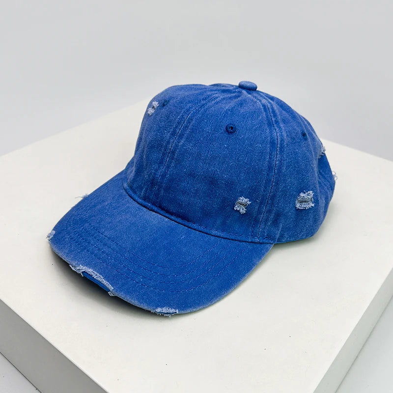 New Unisex Broken Style Solid Baseball Hats Breathable American Vintage Sunshade Simple Peaked Cap Versatile Fashion Casual ins