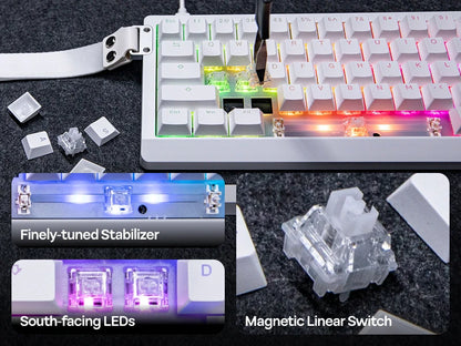 EPOMAKER HE68 Lite 65% ANSI US Layout Tray-Mounted Wired Hall Effect Magnetic Mechanical Keyboard DKS SOCD RGB Backlight