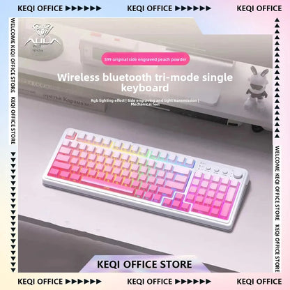 AULA S99 Keyboard 3-Mode Wireless Bluetooth Wired RGB Ergonomic 99Key Typing Mute Gaming Keyboard Custom PC Accessories Gifts