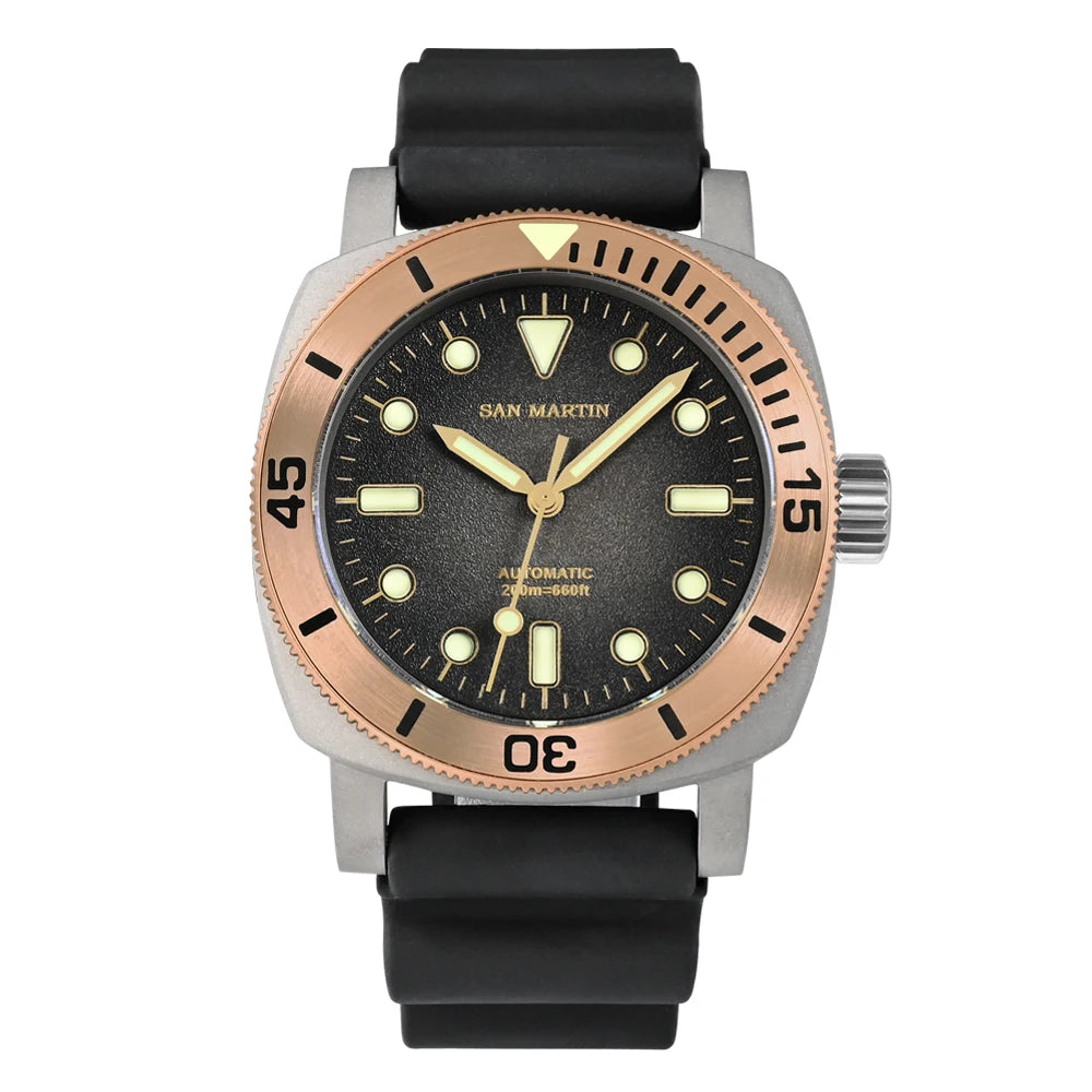 San Martin 42mm Retro Titanium Diver Watch NH35 Automatic Men's Mechanical Watches Bronze Bezel Sapphire Luminous Waterproof 200m