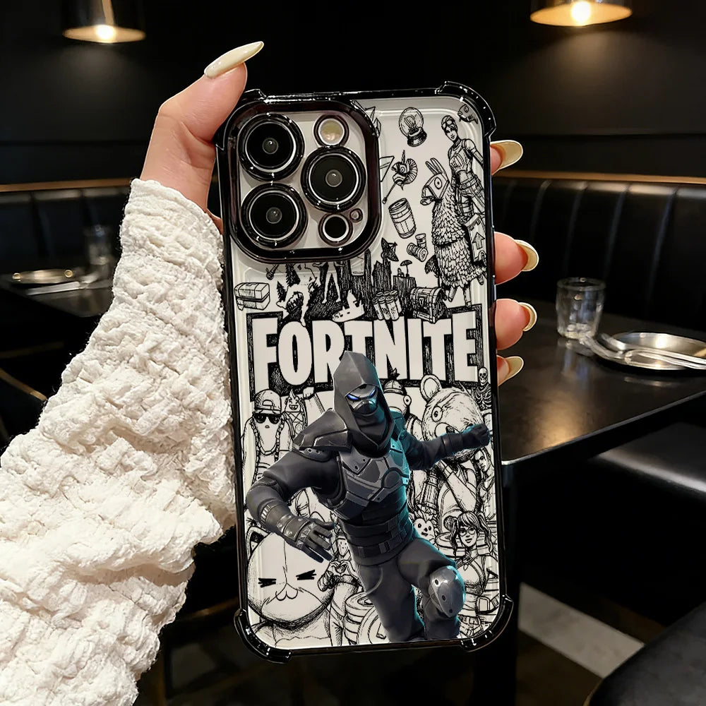 Capa de telemóvel FortniteS com acabamento metalizado, para Samsung A37 A57 A07 A36 A16 A35 A55 A25 A26 A05s A15 A54 A34 A24 A14 A05 A04 4G 5G