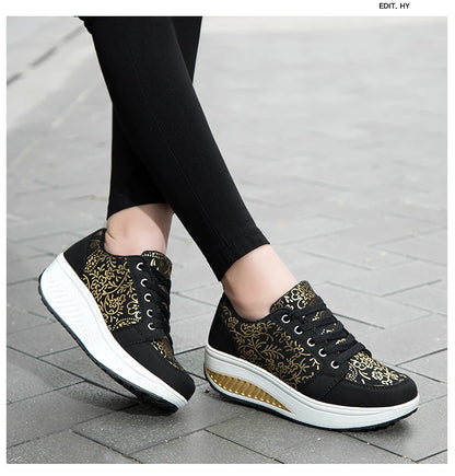 Læder-casualsneakers til kvinder, moderigtige og komfortable platform-vandresko, kilehæl-mokkasiner, åndbare loafers, Zapatos De Mujer