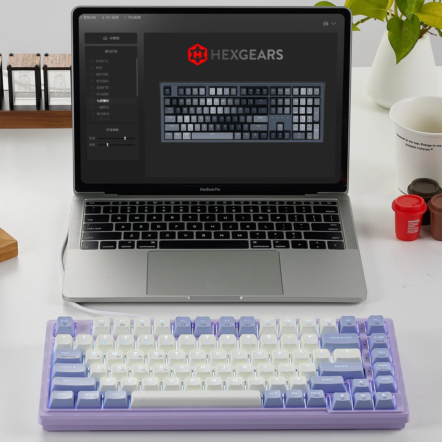 HEXGEARS M2 Mechanical Keyboard 87key Hot Swap PBT Gasket Structure White Backlit Macro Defined Gaming Mechanical Keyboard