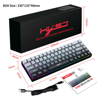 Clavier New key board 68% three-mode wired/wireless/bluetooth teclado gamer gaming keyboard gradual change gray RGB backlight