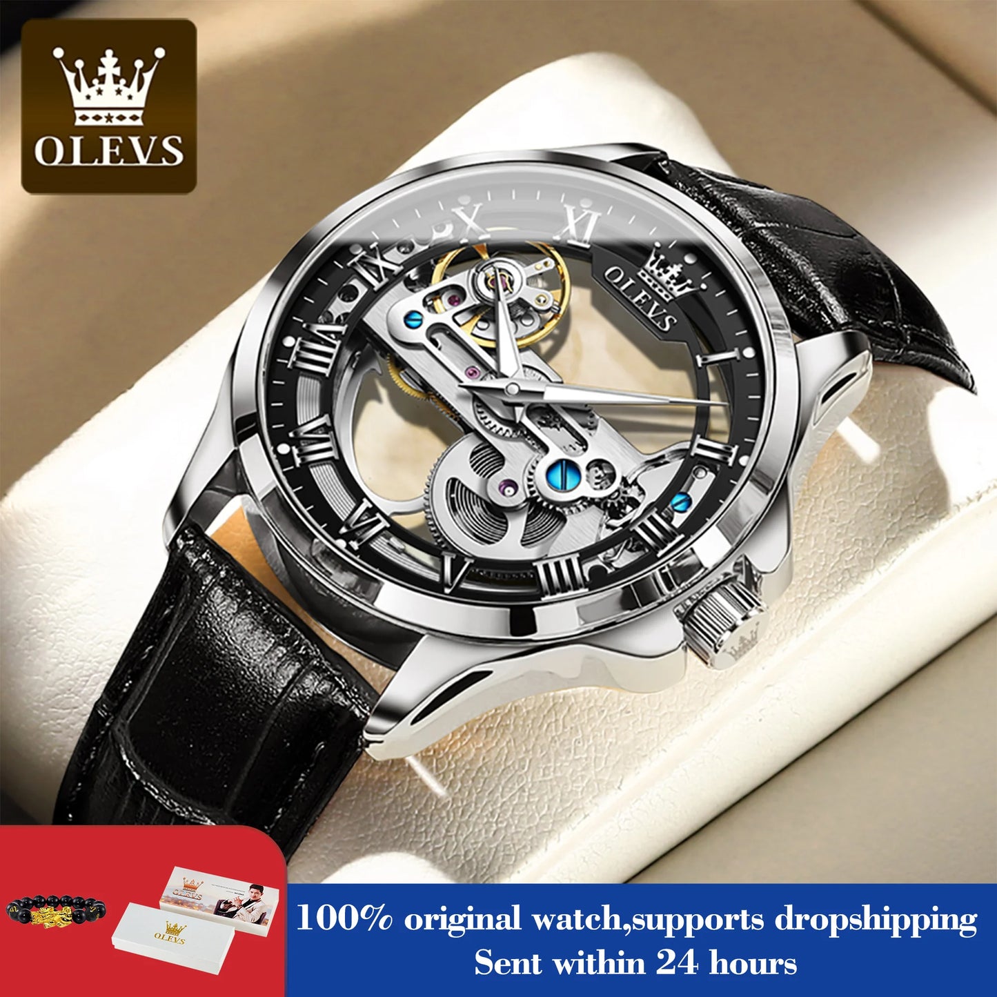 OLEVS 6661 Automatic Watch For Men Skeleton Original Mechanical Movement Men's Wristwatch Waterproof Luminous Sport Men's Watches
