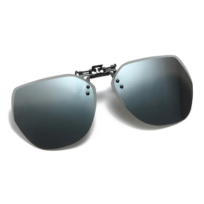 KLASSNUM Men Polarized Clip On Sunglasses Women Flip Up Sunglasses Square Cut Edge Lenses Driving Night Vision Fishing Goggle