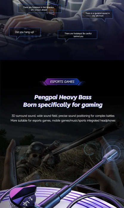 Gaming Earbuds with Dual Microphones, HiFi Stereo Gaming Headset Type-C & 3.5mm Wired In-Ear Earphones, Noise Reduction Gamer Headphones with Mic for Samsung