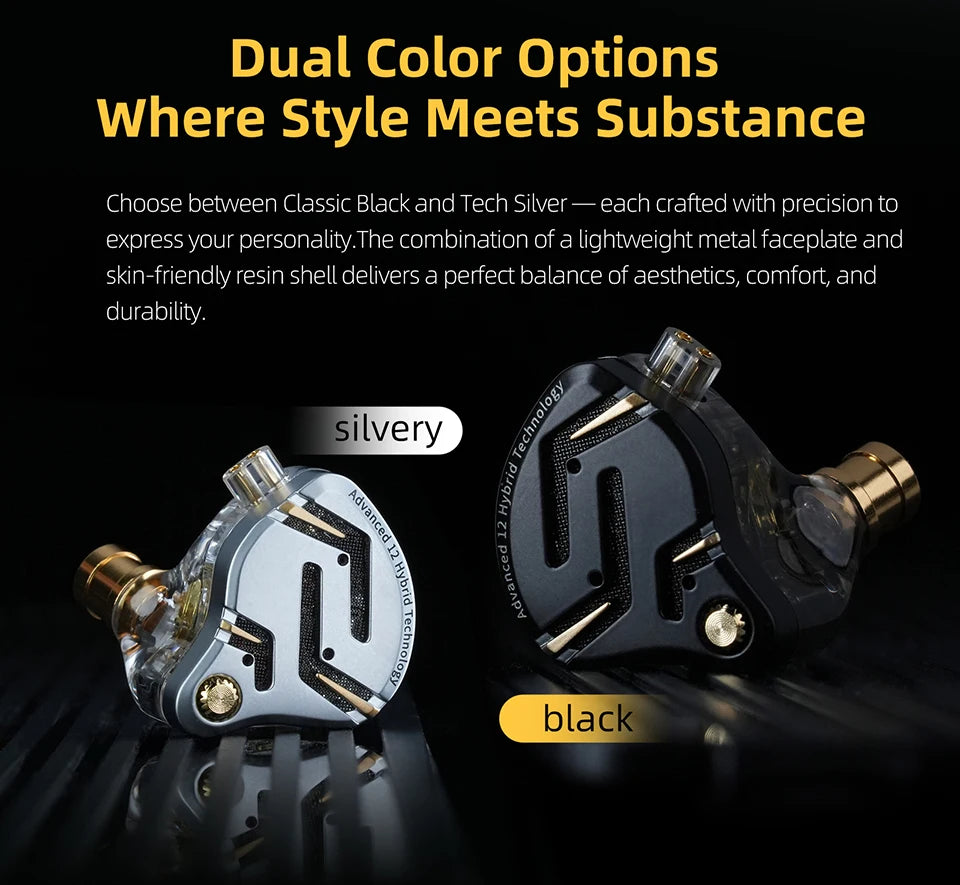 KZ ZS12 PRO 2 Hybrid IEM Earphones – HiFi Bass Wired Gaming Earbuds with Super-Linear Drivers