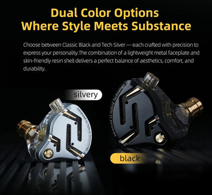 KZ ZS12 PRO 2 Hybrid IEM Earphones – HiFi Bass Wired Gaming Earbuds with Super-Linear Drivers