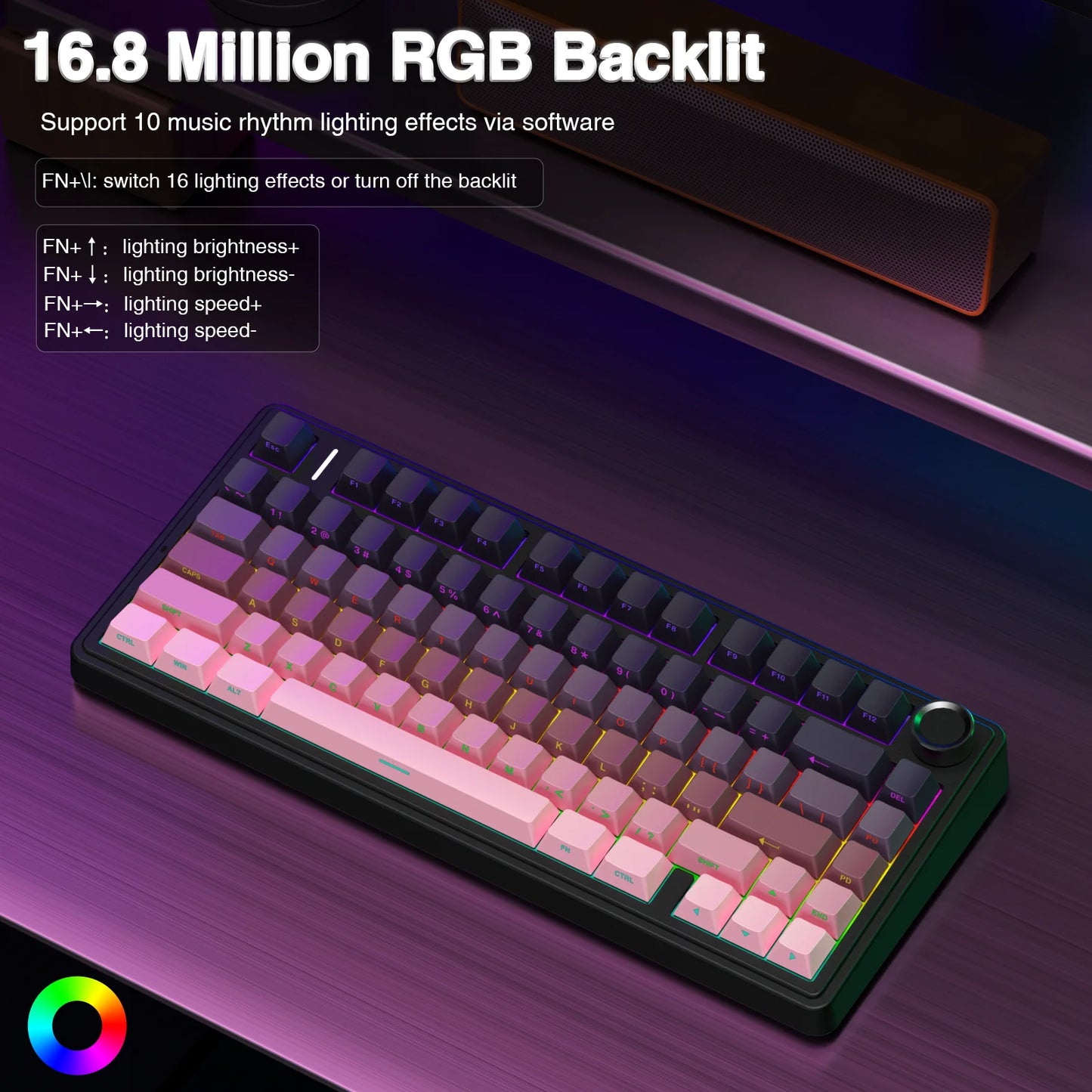 AULA F75Pro Wireless Gaming Mechanical Keyboard 75% Customized RGB Layout Gasket Mounted Side-engraving PBT Keycaps