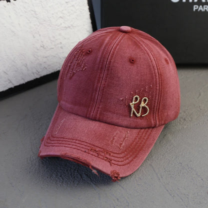 2025 New Korean Luxury Baseball Cap Design Sun Hat American Youth Personalized Water Washed Punched Fashion Baseball Hat Trend