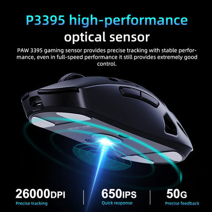 DAREU Al-mg Tri-Mode 8Khz PBT kabellose Gaming-Maus mit Schnellladefunktion PAW3950 30000 DPI, leicht, für PC-Gamer