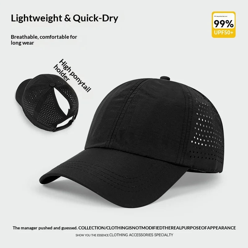 1pc Quick Drying Tongue Baseball Caps for Women Summer Protection Breathable Mesh Breathable Cap Stylish Adjustable Ponytail Hat