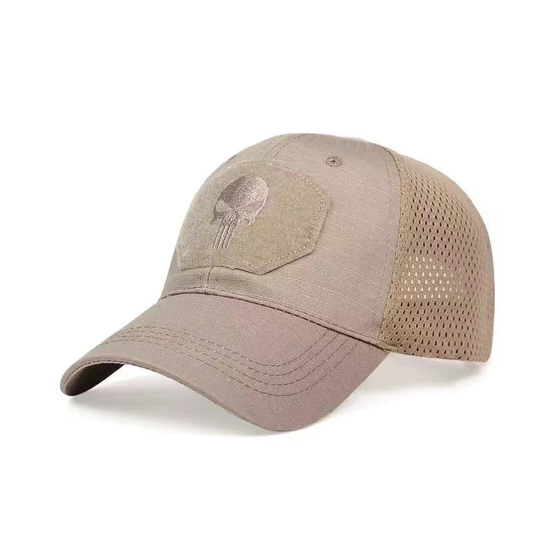 2024 New Summer Camouflage Skull Baseball Mesh Cap Adjustable Airsoft Outdoor Tactical Hiking Casquette Hats For Men Women