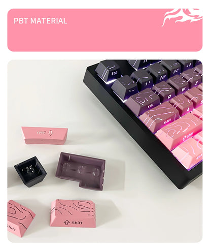 Topographic 4.0 Side Printed Keycaps Cherry Profile Double Shot PBT Keycaps for MX Switch Mechanical Keyboard with ISO Enter Shine Through Keycaps