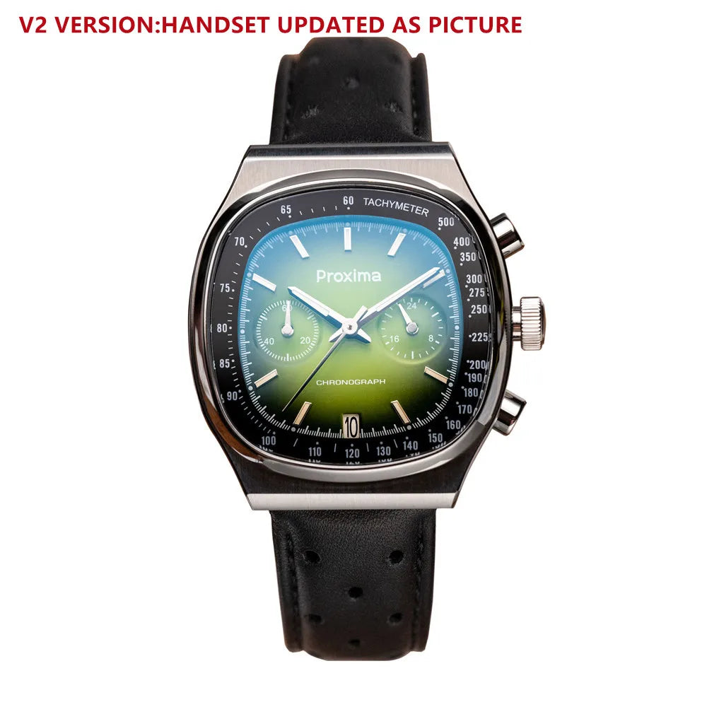 Proxima PX1734 Retro Quartz Chronograph Men Watches Sapphire Glass Enamel Dial Stainless Steel Fashion Dress Wristwatch
