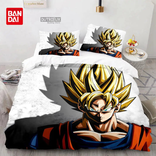 Спален комплект Dragon Ball аниме Goku с плик за завивка, покривало и спално бельо, размер Single Twin Full Queen, 3D, подарък за деца, възрастни и момчета