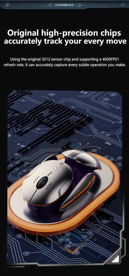 Inphic X2 Tri-Mode Metall-Bluetooth-Funkmaus, leise, wiederaufladbar, E-Sports-Hintergrundbeleuchtung, Gaming-PC- und Laptop-Zubehör, Geschenk