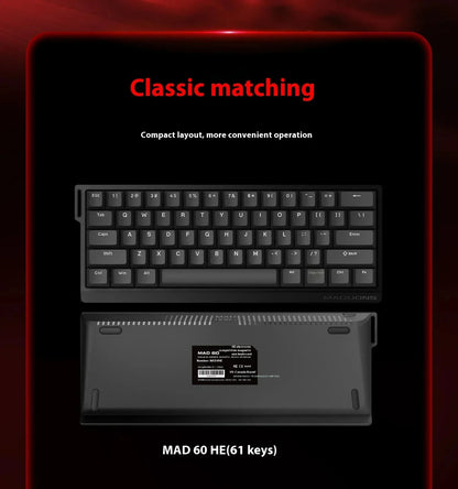 MADLIONS MAD 60/68HE Gaming Magnetic Switch Keyboard, Wired Mechanical Gaming Keyboard with 8K Polling Rate, Rapid Trigger, Hot Swappable RGB 61/68 Keys