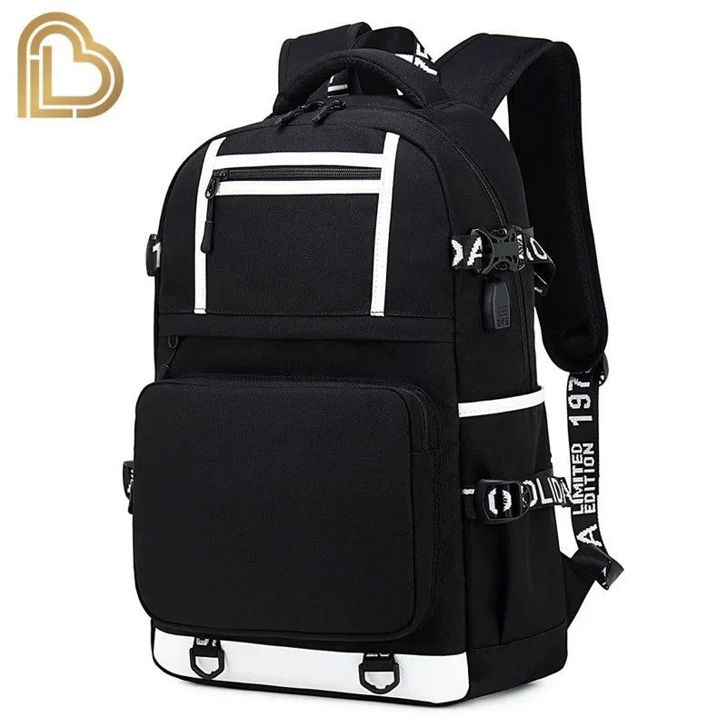 Yule Trooper F-Fortnited Battle Royale Rucksack mit USB-Ladeanschluss, Anime-Figuren, Lern- und Schreibwarenfach für Schüler
