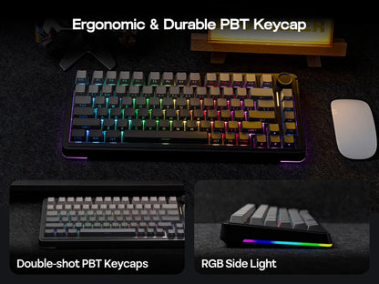 EPOMAKER EA75 75% US QWERTY Layout Hot-Swap Gasket-Mounted Wired/2.4GHz/Bluetooth Wireless Mechanical Keyboard RGB Backlight