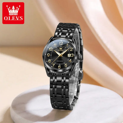 OLEVS Luxury Fashionable Ladies Quartz Watch Waterproof Wristwatch with Arabic Numerals Date Feature And Set Bracelet for Women