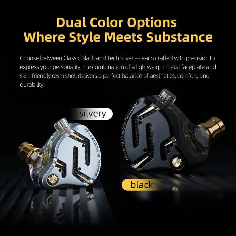 KZ ZS12 PRO 2 Hybrid IEM Earphones – HiFi Bass Wired Gaming Earbuds with Super-Linear Drivers