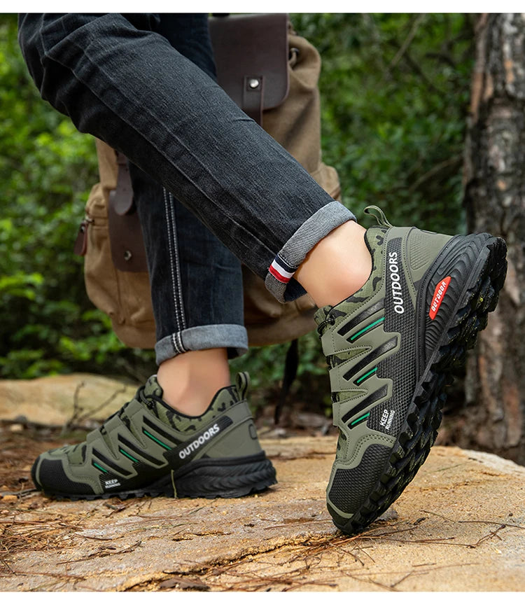 2025 New Men Hiking Shoes Outdoor Waterproof Sports Shoes Comfortable Leather Hiking Training Boots Large Size Tactical Shoe Men