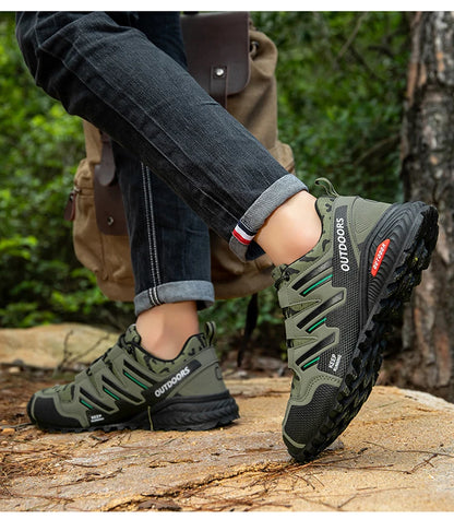 2025 New Men Hiking Shoes Outdoor Waterproof Sports Shoes Comfortable Leather Hiking Training Boots Large Size Tactical Shoe Men