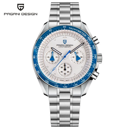 Zegarek PAGANI DESIGN Moon – luksusowy męski chronograf kwarcowy w sportowym stylu, szafirowe szkło z powłoką antyrefleksyjną, luminescencyjny wyświetlacz