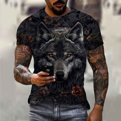 Męskie koszulki letnie z nadrukiem zwierzęcym – wilk, nadruk 3D, koszulki letnie, damskie, moda uliczna, koszulki oversize, odzież męska