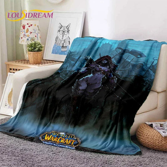 WOW, World of Warcraft Demon Hunter, Lich King-gameflanellen deken voor bedden, slaapkamer, bank en picknick, plaidddeken voor outdoor vrije tijd