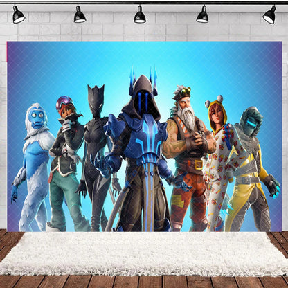 Fortnite Theme Happy Birthday Party Decoration Backdrop Shooting Game Alpaca Llama Supplies Background Baby Shower Kid Gifts